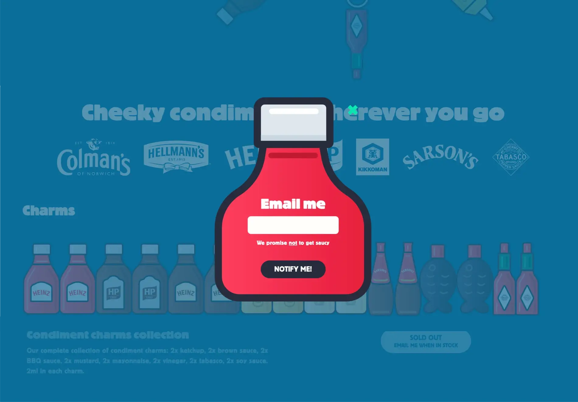 Cheeky Condiment dialog modal