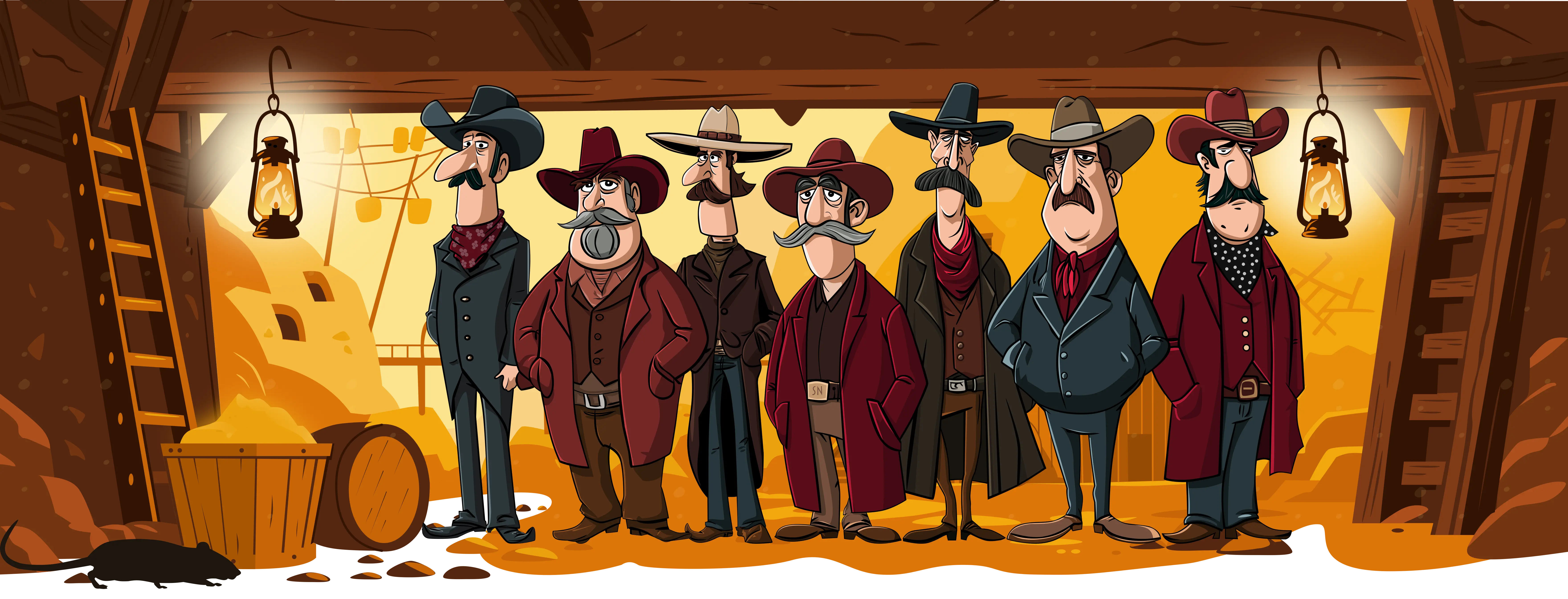 New gold mine graphic with characters