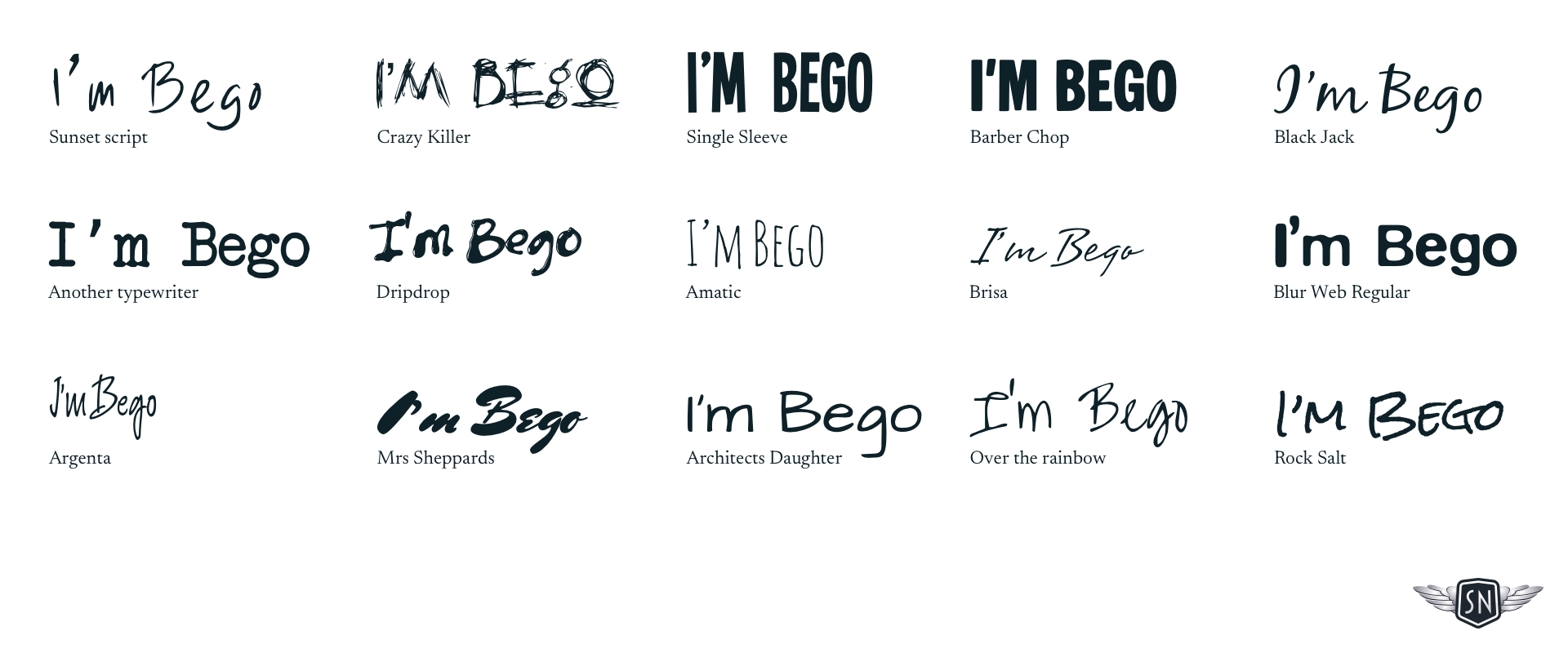 Shortlisting typefaces and discussing how they feel.