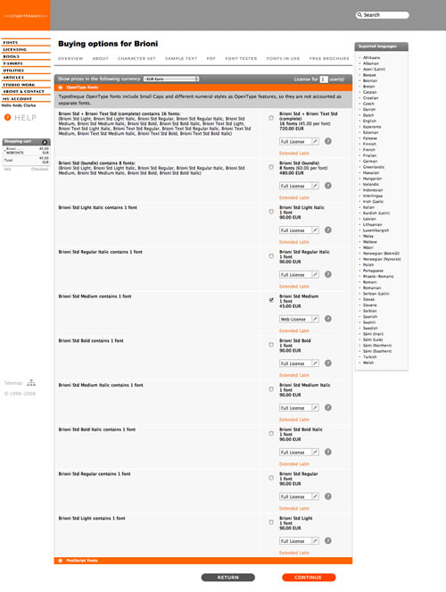 Typotheque buying options